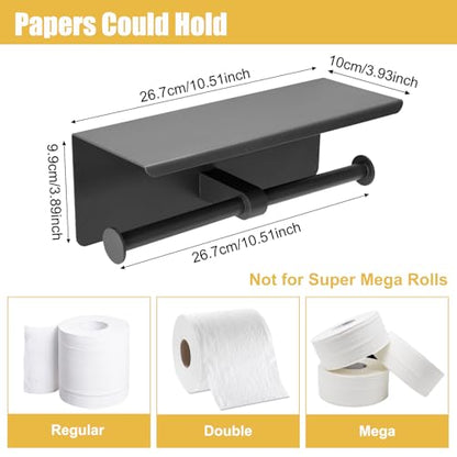 Double Toilet Paper Holder, Stainless Steel Tissue Paper Holder with Shelf Anti -Rust Toilet Paper Dispenser Wall Mounted for Bathroom (Grey New) - color: Grey New