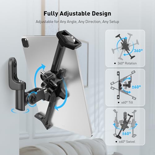 AboveTEK Anti-Theft iPad Wall Mount with Lock & Key, 360° Rotating Tablet Holder for 7.9"–14.6" Devices, Heavy-Duty Aluminum & Steel Kiosk Mount for POS, Restaurant, Retail & Business Displays
