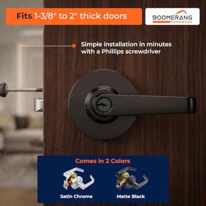 Boomerang Heavy-Duty Entry with Clutch Function Commercial Lever Door Lock - color: Matte Black (US19), style: Entrance w/ Clutch