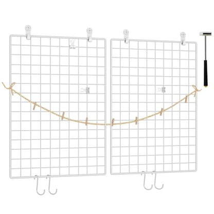 C&AHOME Photo Wall Display Set of 2, Wall Grid Panel, 17.7" x 25.6", White - color: White, size: 17.7 x 25.6 (45x65cm)