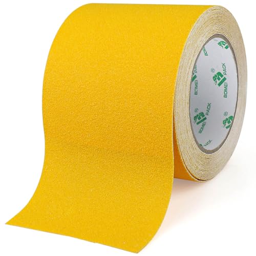 BOMEI PACK Yellow 4 Inch Anti Slip Traction Tape, 16 Foot x 4" Wide Heavy Duty Best Grip, Friction, Abrasive Adhesive for Stairs, Tread Step, Indoor, Outdoor - color: Yellow