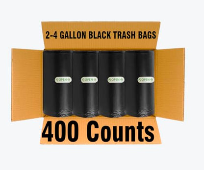 BEIDOU-PAC 2-4 Gallon Trash Bags, 400 Count Black Garbage bags, Small Trash Can Bin Liners for Bathroom, Office, Industrial, Commercial, Janitorial, Municipal, Recycling - style: 2-4 Gallon |5 Micron |400 Count