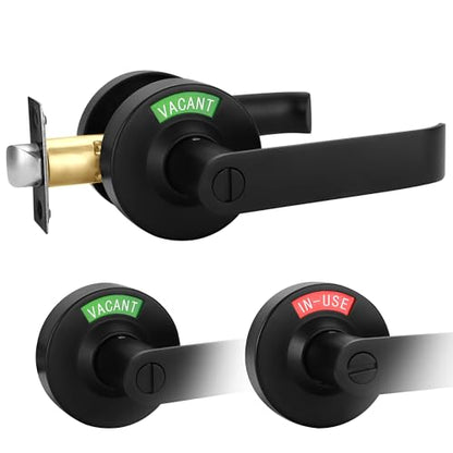 Malimali Vacant Occupied Bathroom Door Handle, Commercial Door Handle Locks - color: Matte Black