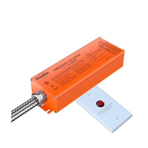 Goodlite 15W Essential Safety Emergency LED Driver: Ensures Continued Lighting During Power Failures, 2000mA, 170Vdc, 90-Min Backup, 120/347V, Quick 24Hr Recharge, for T8, Downlights etc 1ct (G-48410)