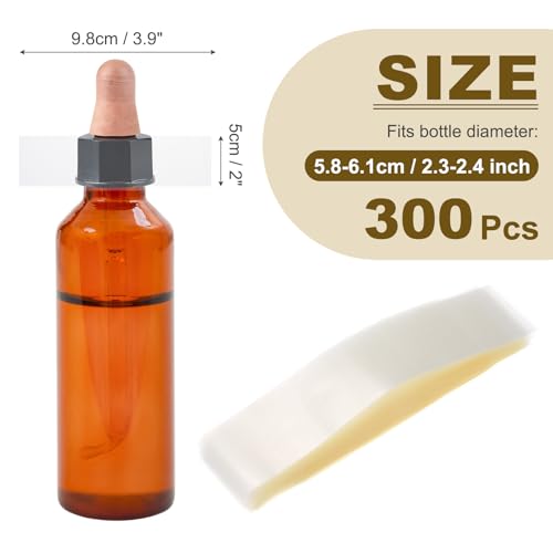PATIKIL Shrink Wrap Bands 3.9"x2"/98x50mm 300pcs PVC Clear Bottle Seals - size: 3.9 x 2 Inch