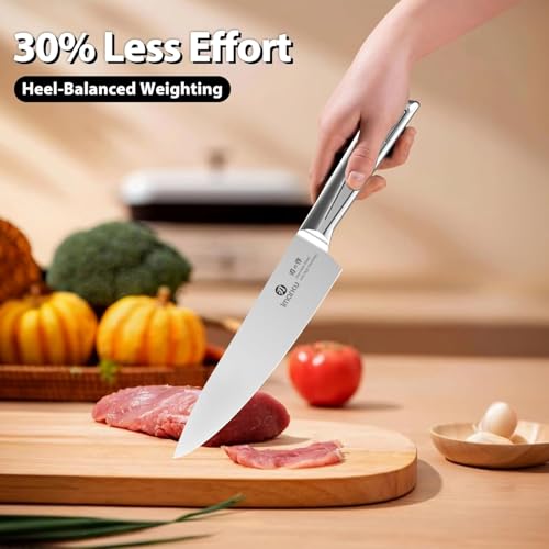 imarku 10 PCS Stainless Steel Drawer Knife Set with Wooden Organizer - color: Reddish Brown