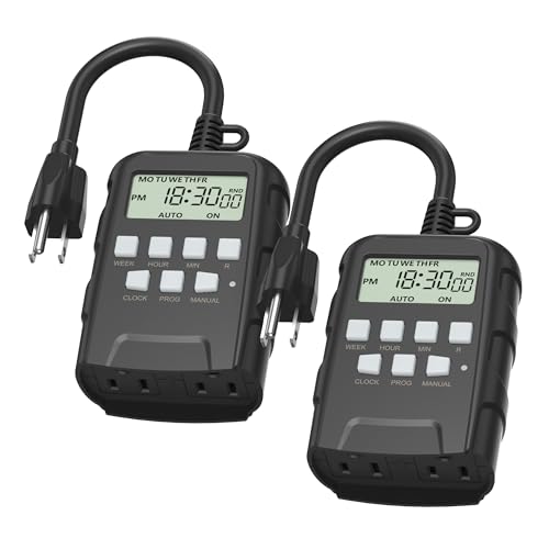 BN-LINK Outdoor 7-Day Programmable Timer Outlet, 2 Outlets, 2 Pack - size: Standard 2 Pack