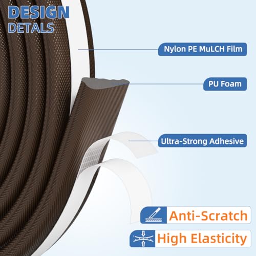 Wedge-Shape Window Weather Stripping Door Frame Seal 2Pcs×196” Brown - color: Brown, size: 2pcs×196“