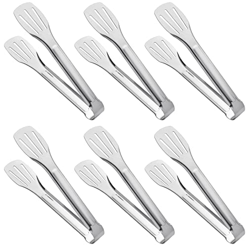 Serving Tong Kitchen Tongs,Buffet Tongs, Stainless Steel Food Tong Serving Tong,small tongs 6 Pack (7 Inch) - size: 7 Inch