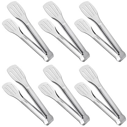 Serving Tongs Kitchen Tongs,Buffet Tongs, Stainless Steel Food Tong Serving Tong,small tongs 6 Pack (9 Inch) - size: 9 Inch