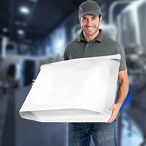 ABC PACK & SUPPLY Gusseted Poly Mailers, 24 x 21 x 6 Inch, 2.5 Mil White Shipping Bags for Clothing, Self Seal Plastic Mailing Envelopes, Pack of 25 - size: 24" x 21" x 6" / 25 Pack