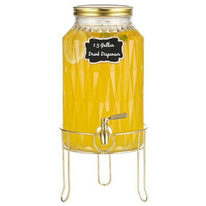 1.5 Gallon Drink Dispenser with Stand and Spigot for Parties - size: 1.5 Gallon With Stand Gold
