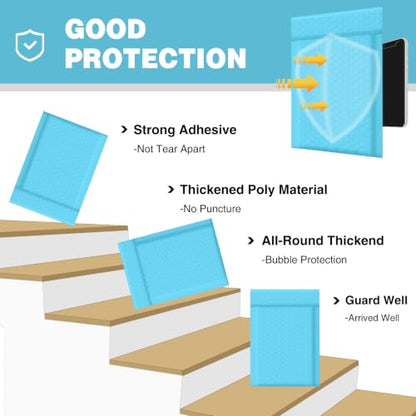 Famagic Light Blue Bubble Mailers 4x8 for Small Business, 100pcs Usable 4x7 - color: Light Blue, size: 4x8 100pcs