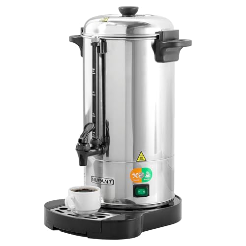 NUPANT Commercial Coffee Urn 50 Cup/8L Coffee Dispenser with Upgraded Percolator, 304 Stainless Steel Hot Water Urn Beverage Dispenser with Keep Warm Mode, Large Coffee Maker for Catering Party - size: 50 Cup