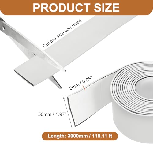 Smoke Fire Seal Strip 9.8Ft 50mm/1.97" Wx 2mm/0.08" T White - color: White, size: 9.8FT x 50mm / 1.97" W x 2mm / 0.08" T