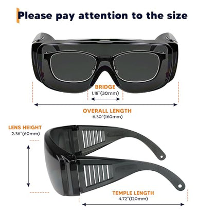 Tinted Safety Glasses Over Eyeglasses 12pk Dark Smoke Lens Safety Goggles ANSI Z87.1 Impact Resistant Fits Over Glasses Dust/Chemical Splash Proof Protective Eyewear for Work Construction - color: 12 Pack/ Gray Glasses