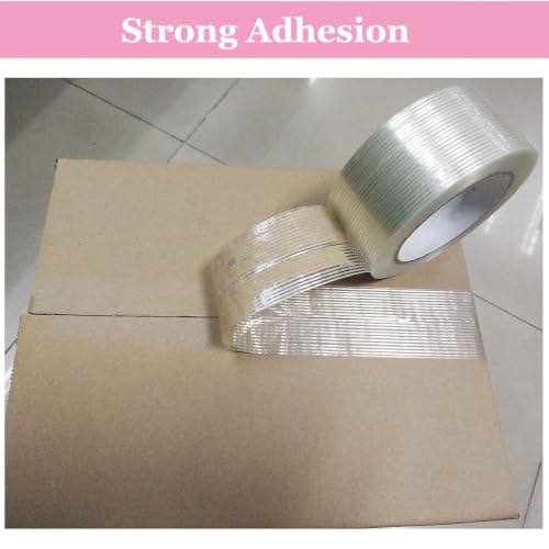Filament Reinforced Strapping Tape 2 Roll 2 Inch x 35 Yards 5.5 Mil Heavy Duty Transparent Reinforced Fiberglass Tape