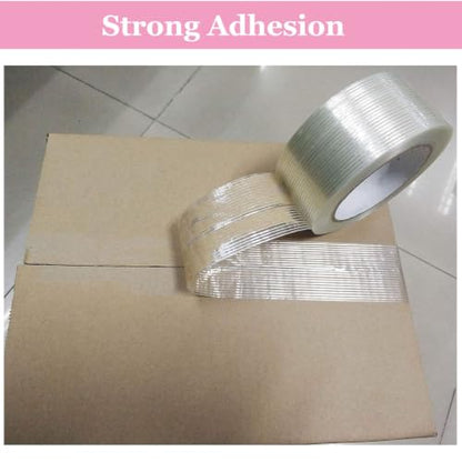 Filament Reinforced Strapping Tape 2 Roll 2 Inch x 35 Yards 5.5 Mil Heavy Duty Transparent Reinforced Fiberglass Tape