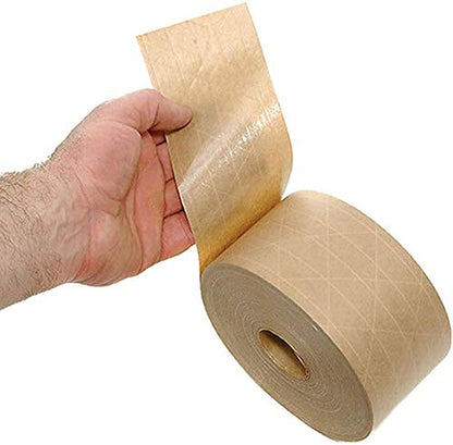 ABC PACK & SUPPLY Kraft Packing Tape, 72 mm x 450 ft, 10 Rolls Fiberglass Reinforced Water Activated Carton Sealing Tape for Shipping Boxes, Heavy Duty Gummed Paper Tapes for Packaging