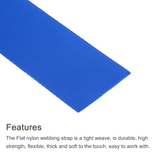 MECCANIXITY Flat Nylon Webbing Strap 2 Inch 10 Yards Blue - color: Blue, size: 2 Inch x 10 Yards