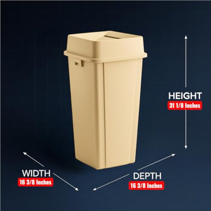 1 Pack Blue 25 Gallon Square Commercial Recycling Bin with Lid, Heavy Duty Plastic Recycle Container with Venting Channels and Built-in Handles - color: Blue, size: 25 Gallon
