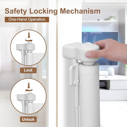Miumoon 200 inch Reinforced Retractable Baby Gates 37 inch Tall - color: White, size: 37" Tall x 200" Wide