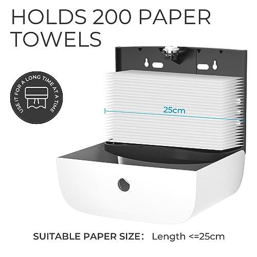 Paper Towel Dispenser Wall Mount, Adhesive No Drilling Multifold Trifold Cfold Commercial Hand Towel Dispenser,White-PN6015 - color: White-pn6015