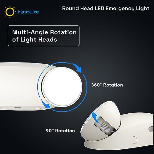 KASTLITE Commercial LED Emergency Light, Round Lens Style, 6-Pack - color: WHITE - ROUND, size: 6 Pack