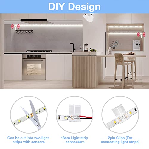 WOBANE 16.4ft Dual Motion Sensor Stair Lights Strip, Rechargeable LED Strip - color: White, size: 16.4ft White