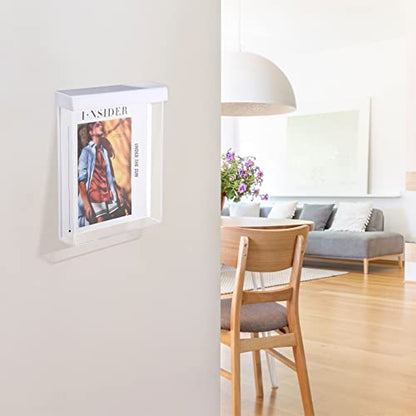 Thyle 8.5” x 11” Outdoor Brochure Holder Waterproof Wall Mount Lid, White - color: White