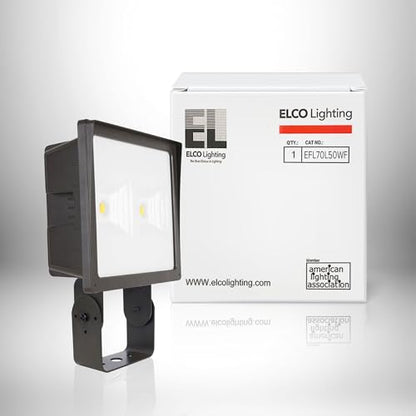 ELCO Lighting EFL70L50WF Wide Large Floodlight, 11" Height, 13" Length, 5.5" Width, 120V, 70W, Bronze