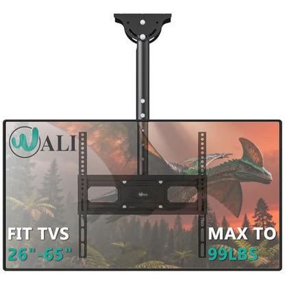 WALI Ceiling TV Mount for Most 26-65 inch LCD LED OLED 4K TVs, up to 99 lbs - color: Black (400x400mm), size: 2 feet