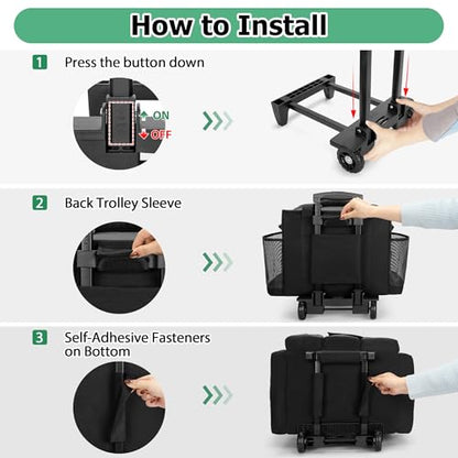 LoDrid Rolling Cleaning Caddy with Lid and Detachable Trolley, Black - color: Black