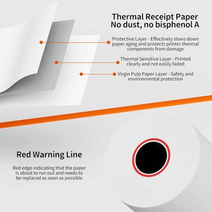 2 1/4''x 85' Thermal Receipt Paper Rolls, POS Cash Register Paper Roll (5 Rolls) - size: 2 1/4" x 85"