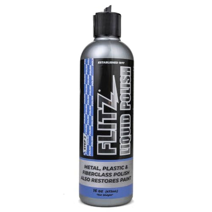 FLITZ Multi-Purpose Metal Polish Liquid - Tarnish Remover (16oz) - size: 16 Fl Oz (Pack of 1)