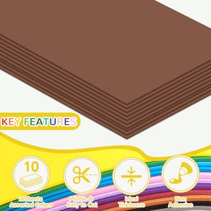 10 Pack Eva Foam Sheets Craft 8 x 12 inch (Coffee) - color: Coffee