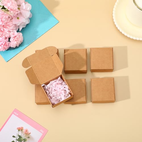HekouJiub 100 Pcs Mini Cardboard Boxes, 2.16" x 2.16" x 1" Small Gift Boxes Brown Kraft Paper Packaging Boxes Foldable Shipping Box for Jewelry, Art Crafts, Small Business Packing, Party Favors - color: Brown