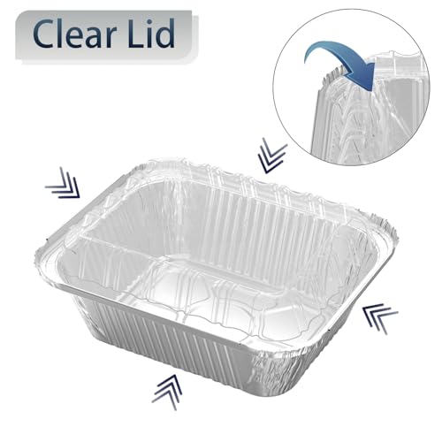 iHomeSet 200 Pack 1 lb Aluminum Foil Pan 16 oz with Clear Plastic Lids - size: 1 lb (Pack of 200), style: Tin Pans with Plastic Lids