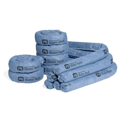 PIG Mildew-Resistant Absorbent Sock | Water Absorbing Snake | 3" W x 4' L | Absorbs Up to 1 Gal Per Sock | 12 Count | PIG105-BL - color: Blue, size: 3" W x 4' L, style: 12-Pack