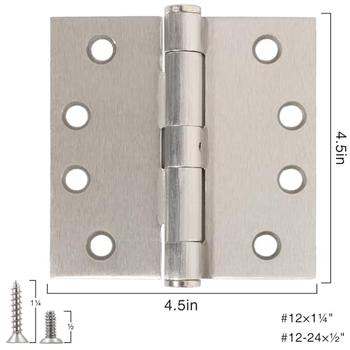 TDCHINGES Heavy Duty Brushed Nickel Door Hinges 4.5" x 4 1/2" Satin Square - color: Satin Nickel, size: 1 Pack