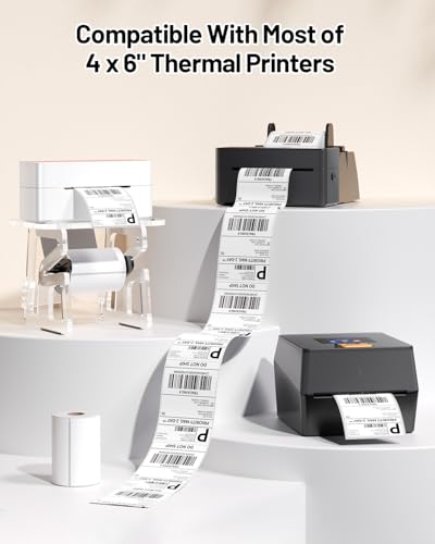 Phomemo 4x6 Thermal Label 2 Rolls 250PCS/Roll, Shipping Labels Pack of 500pcs 4x6 Roll Labels, Compatible with Phomemo, Zebra, Rollo, Jadens and Other Thermal Printers - color: White-250*2