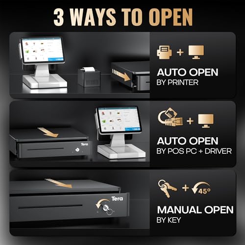 Tera Cash Register Drawer 13 Inch: 4 Bill 6 Coin Media Slot for POS, 330R - size: 13" - 4 Bill 6 Coin