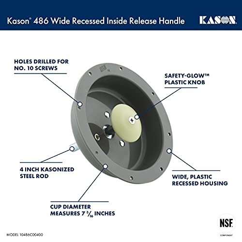 Kason 486 Wide Recessed Inside Release Handle (10486C00400) - size: 10486C00400