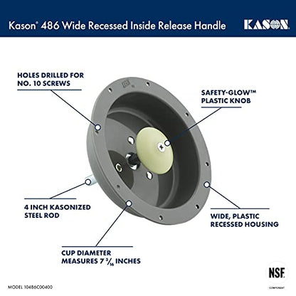 Kason 486 Wide Recessed Inside Release Handle (10486C00400) - size: 10486C00400
