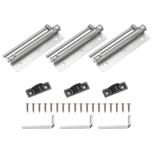 uxcell 3 Pcs 155mm/6.1" Spring Door Closer, Stainless Steel Automatic Door Closers with Adjustable Closing Speed for Home Self-Closing 5kg Door, Silver Tone - color: Silver Tone, size: 155mm