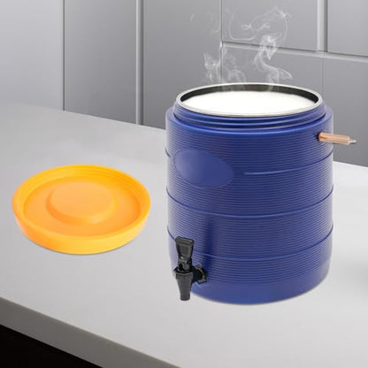 Stainless Steel Beverage Dispenser Insulated Container with Faucet Cooler with Drink Dispensers Cold and Hot Drink Dispenser for Milk Tea, Juice, Coffee 6.6 Gal Capacity (Blue) - color: Blue, size: 25L