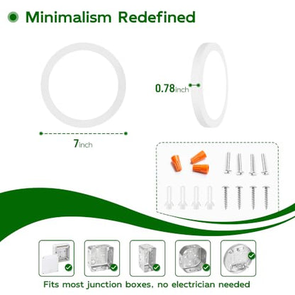 hykolity 7 Inch Selectable CCT LED Round Flat Panel Light,1500LM - color: White, size: 7 inch
