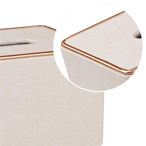 Linen Tissue Box Cover Rectangle,Aesthetic Facial Tissue Cube Box Holder - color: X-beige Linen Texture