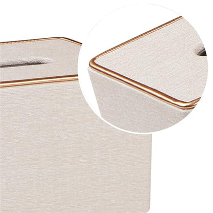 Linen Tissue Box Cover Rectangle,Aesthetic Facial Tissue Cube Box Holder - color: X-beige Linen Texture