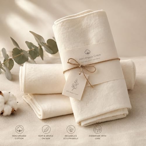 2 Pcs Organic Cotton Flannel for Castor Oil Pack Wrap, Reusable Castor Oil Compress for Stomach, Abdomen, Joints & Other Areas